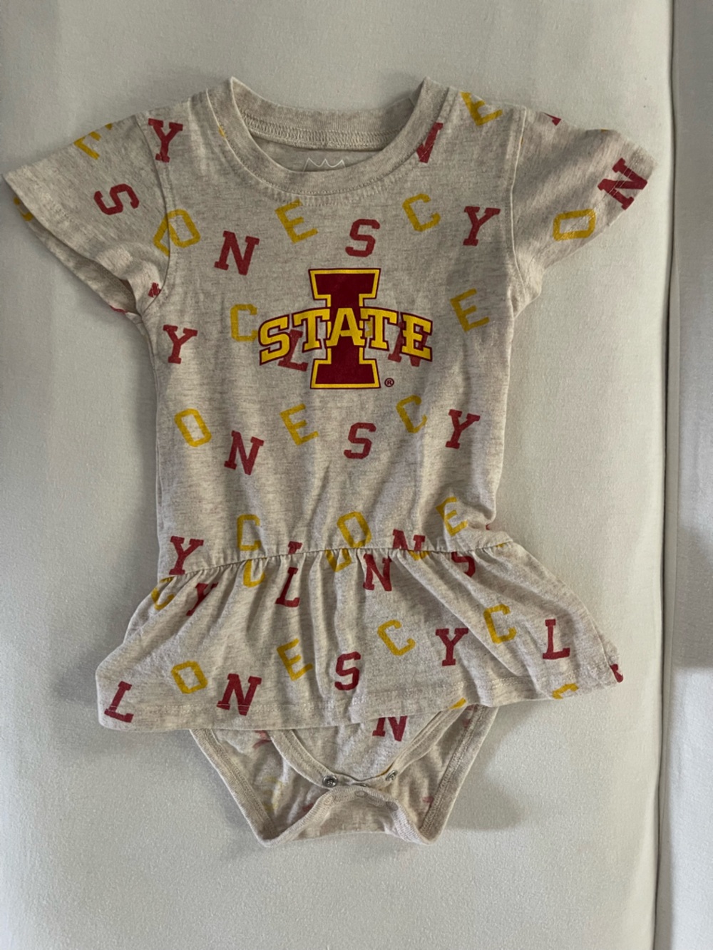 Wes & Willy Iowa State Cyclones Girls Tee Dress - oatmeal with Red & Gold Logo